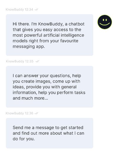 Example of a conversation with the KnowBuddy Chatbot